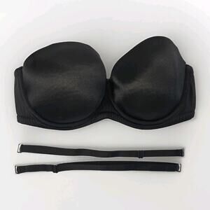 CACIQUE Smooth Lightly Lined Strapless Multi-Way Bra Size 40D Black Underwire